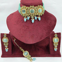 Manisha Jewellery Royal Austrian And Pota Stone Beads Choker Necklace Set