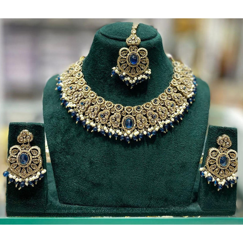 Manisha Jewellery Royal Crystal Stone Pearl And Beads Necklace Set