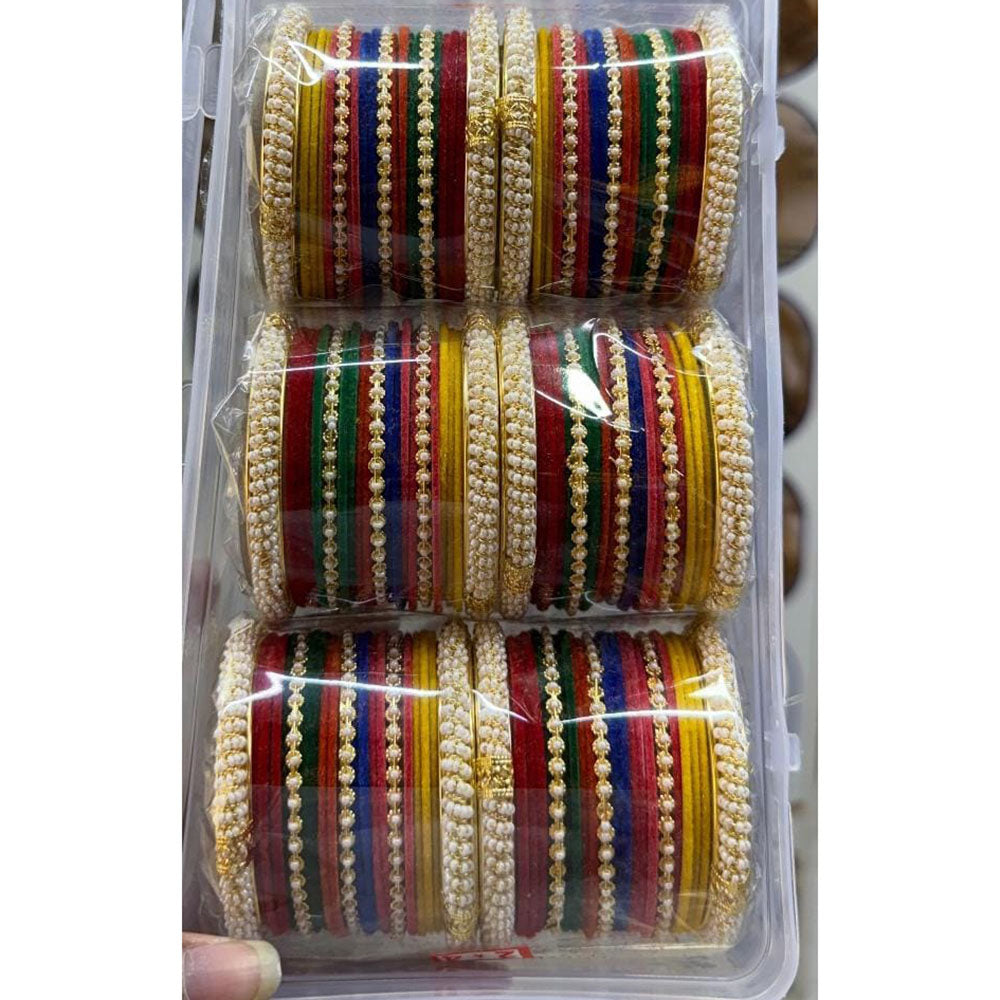Manisha Jewellery Royal Style Pearl And Velvet Ethnic Bangles Set
