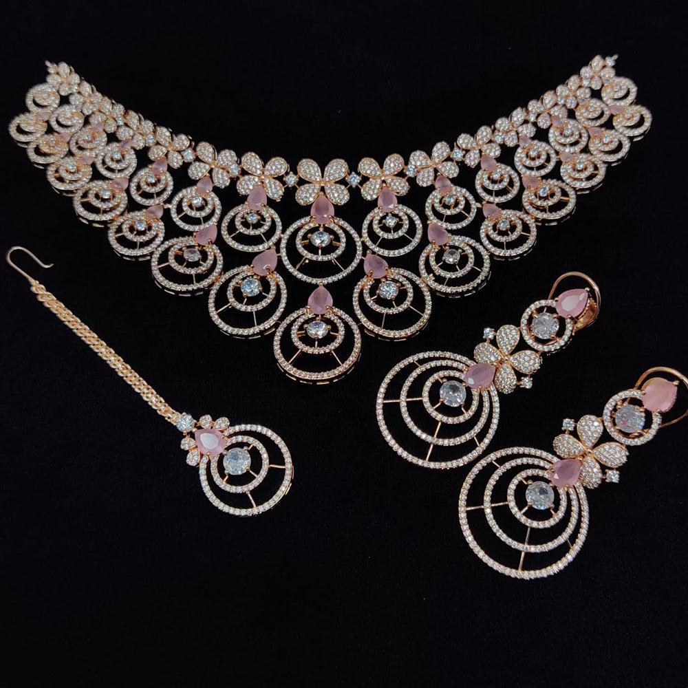 Manisha Jewellery American Diamond Designer Choker Necklace Set