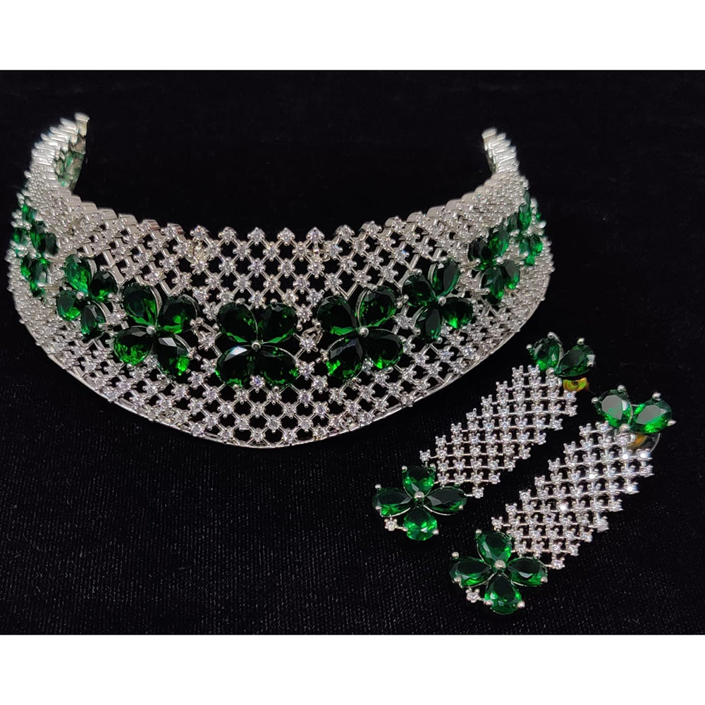 Manisha Jewellery American Diamond Designer Choker Necklace Set