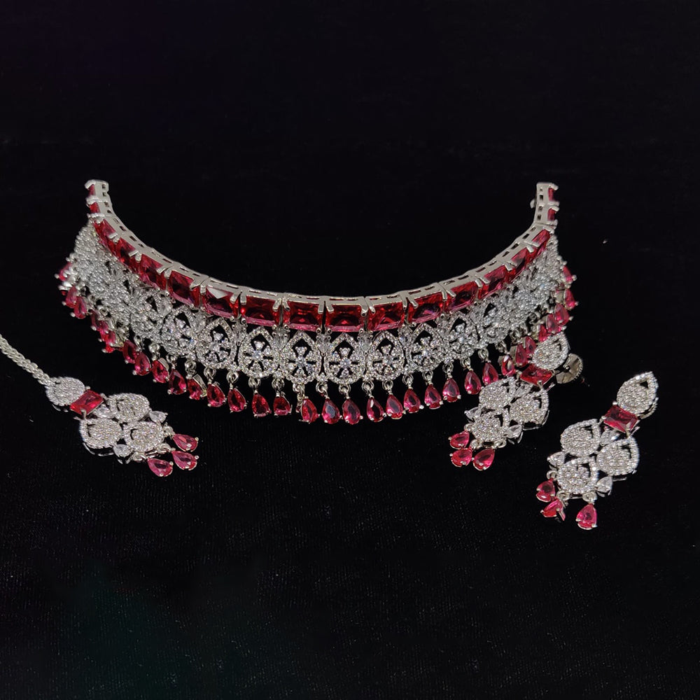 Manisha Jewellery American Diamond Designer Choker Necklace Set