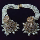 Manisha Jewellery Grand Crystal Stone And Pearl Jhumki Earrings With Kanchain