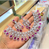 Manisha Jewellery Premium  American Diamond Designer Necklace Set
