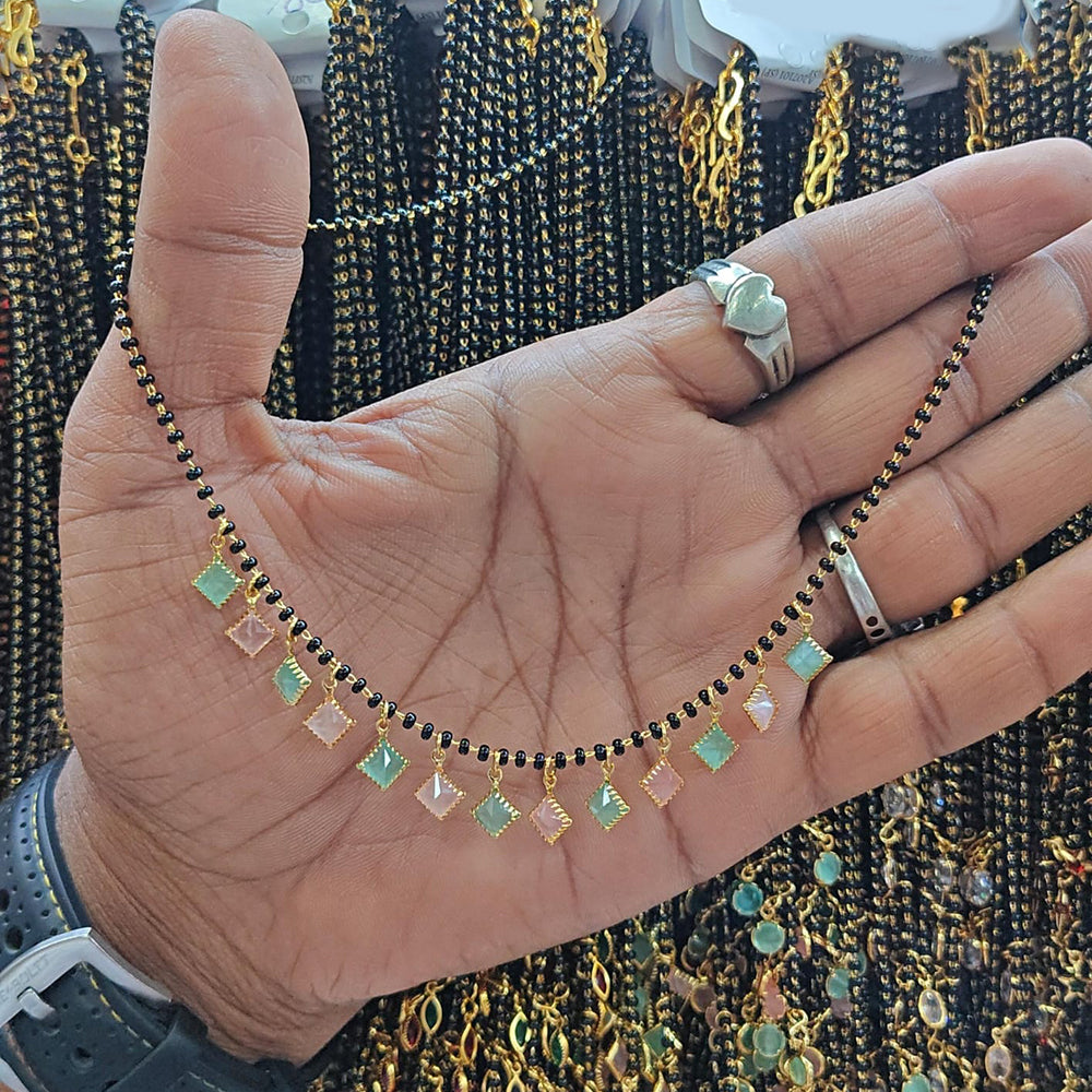 Manisha Jewellery Minimalist Stylish Crystal Stone Black Beads Mangalsutra