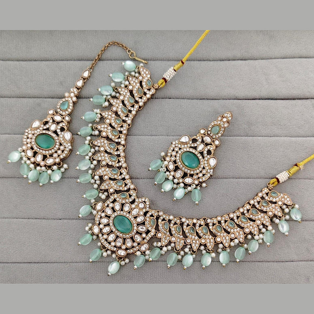 Manisha Jewellery Glam Pota Stone Pearl And Beads Designer Necklace Set