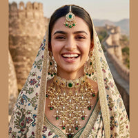 Manisha Jewellery Traditional Pota Stone Pearl And Beads Choker Necklace Set