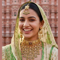 Manisha Jewellery Statement Designer Pota Stone Pearl And Beads Choker Necklace Set