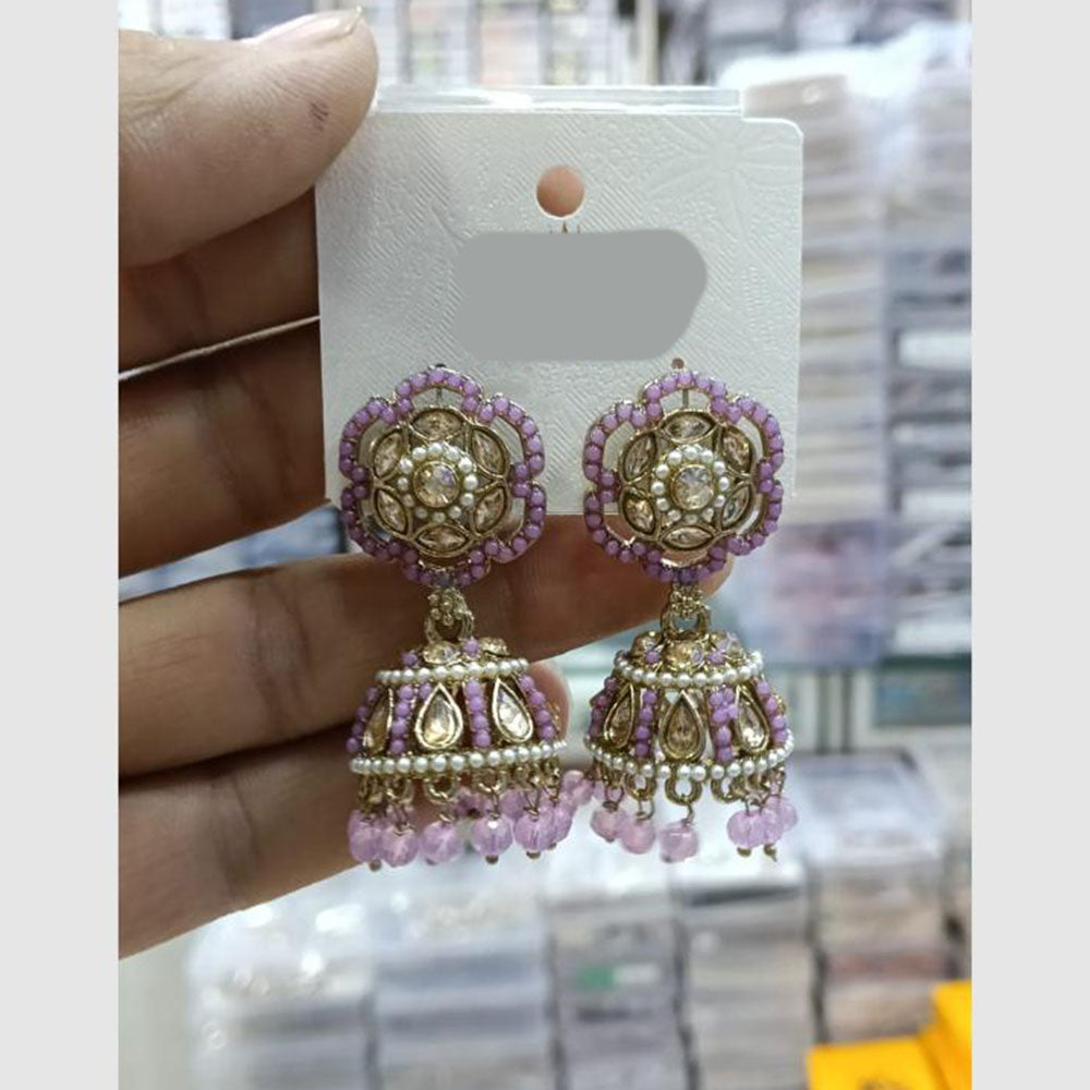 Manisha Jewellery Grand Kundan Stone And Pearl Jhumki Earrings 