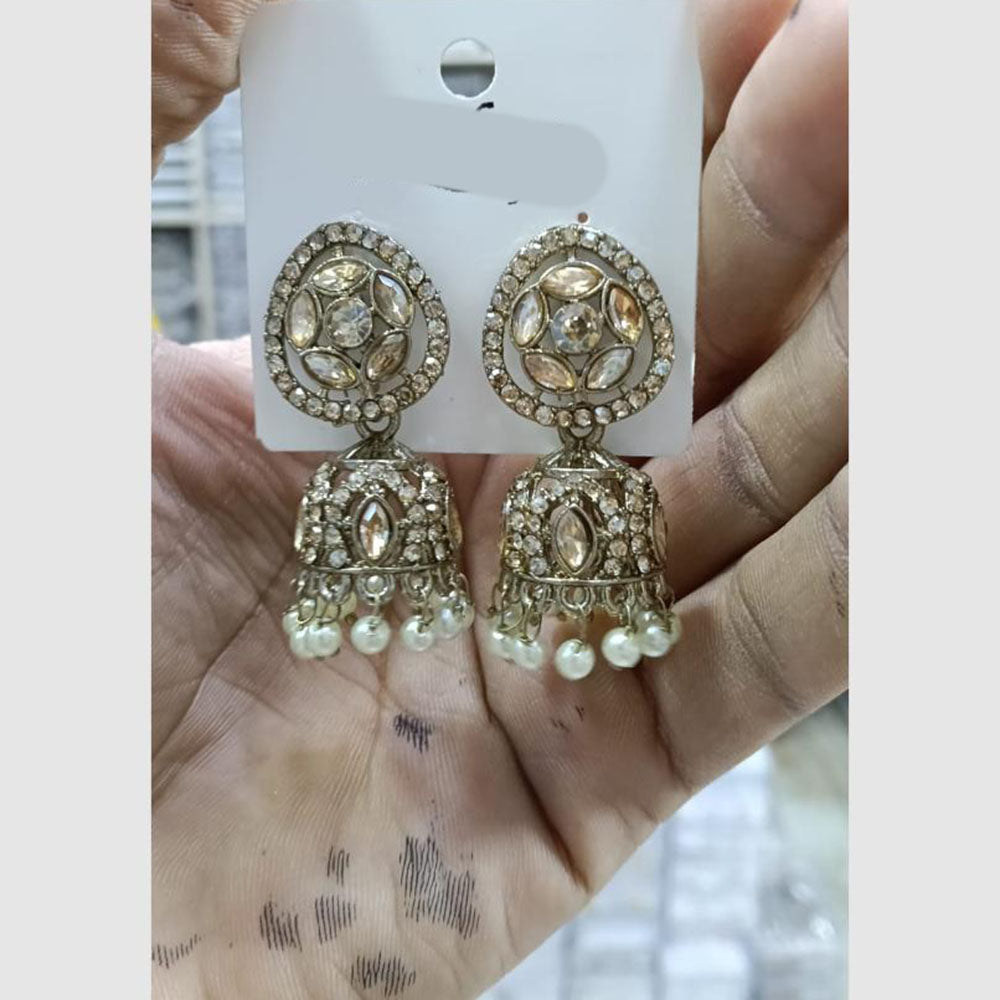 Manisha Jewellery Grand Crystal Stone Austrian Stone With Pearl Jhumki Earrings 