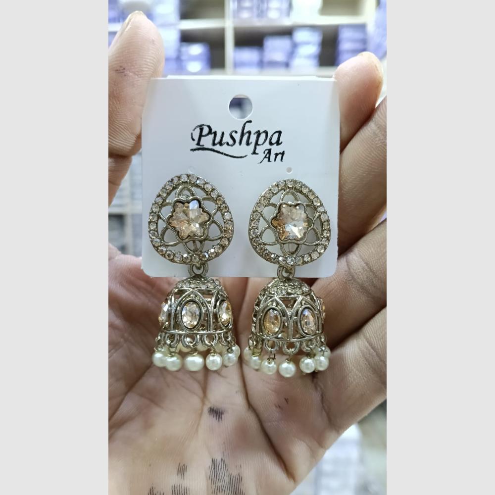 Manisha Jewellery Grand Crystal Stone Austrian Stone With Pearl Jhumki Earrings 