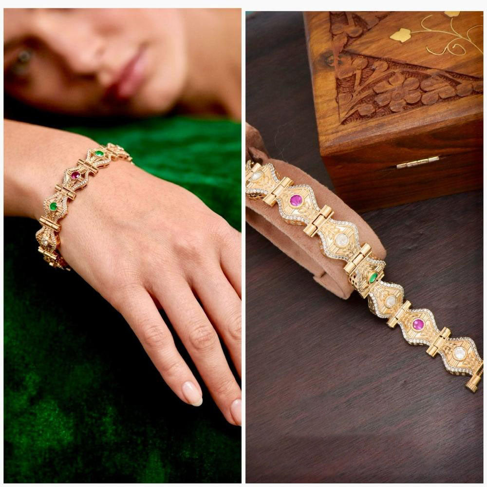 Manisha Jewellery Premium Polki Kundan Austrian Stone Adjustable Bracelet
