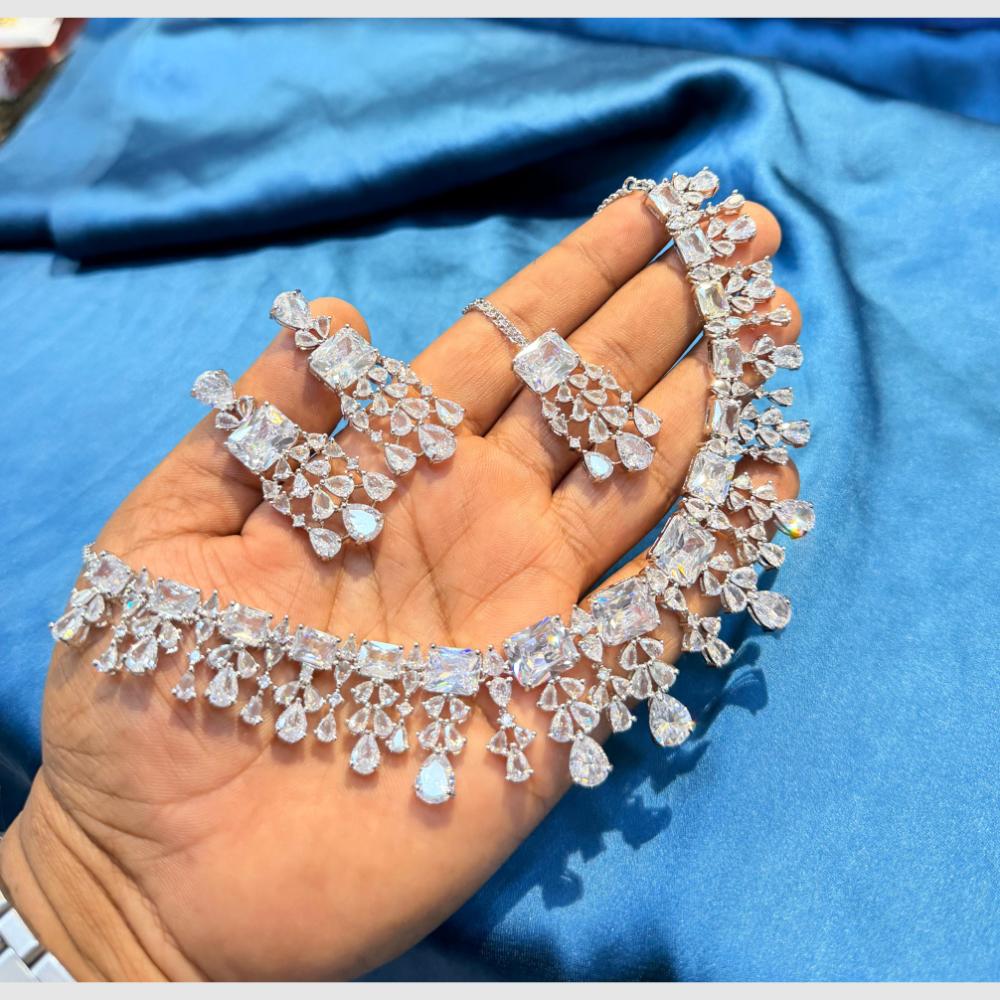 Manisha Jewellery Stylish American Diamond Designer Necklace Set