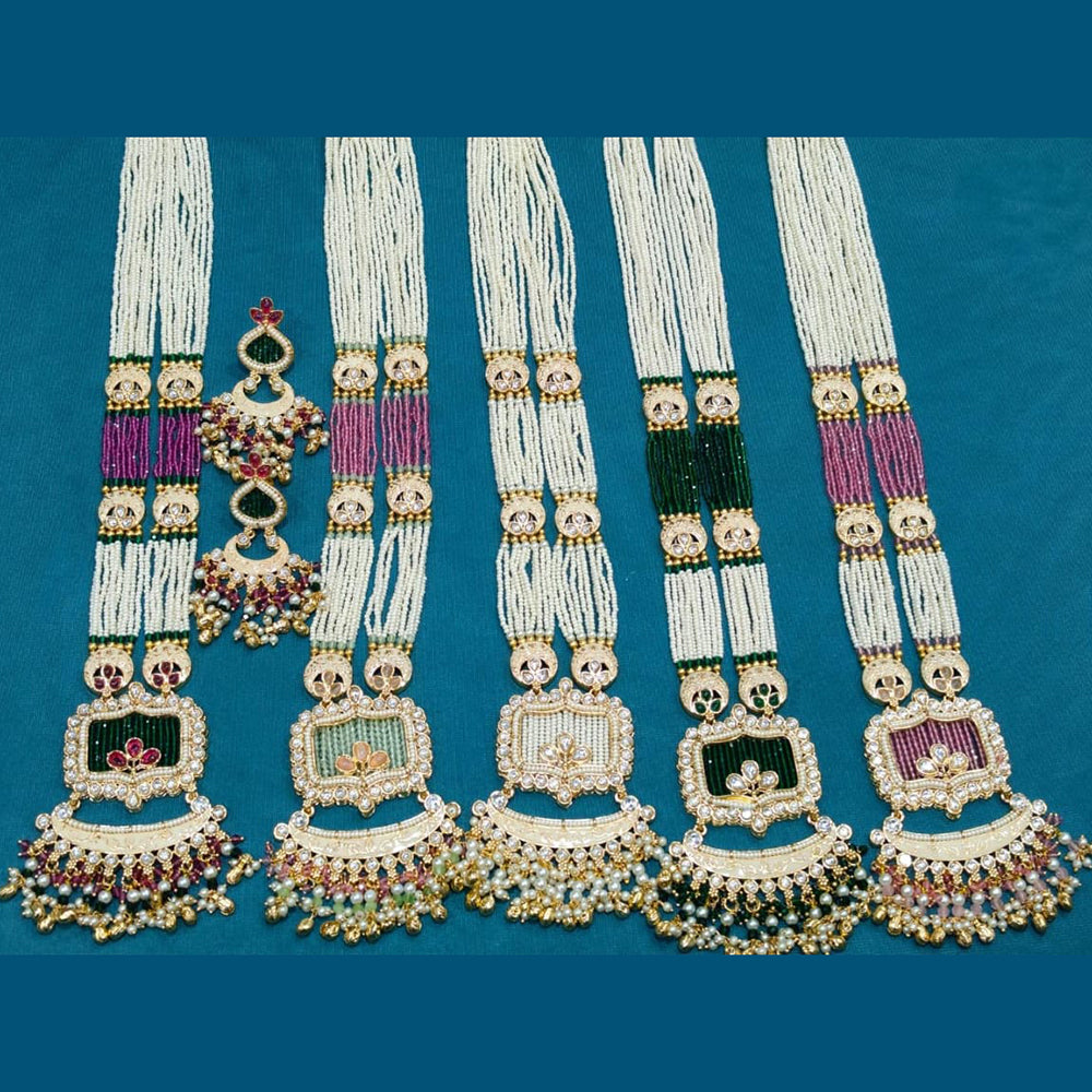 Manisha Jewellery Royal Pota Stone And Pearl  Designer Long Necklace Set