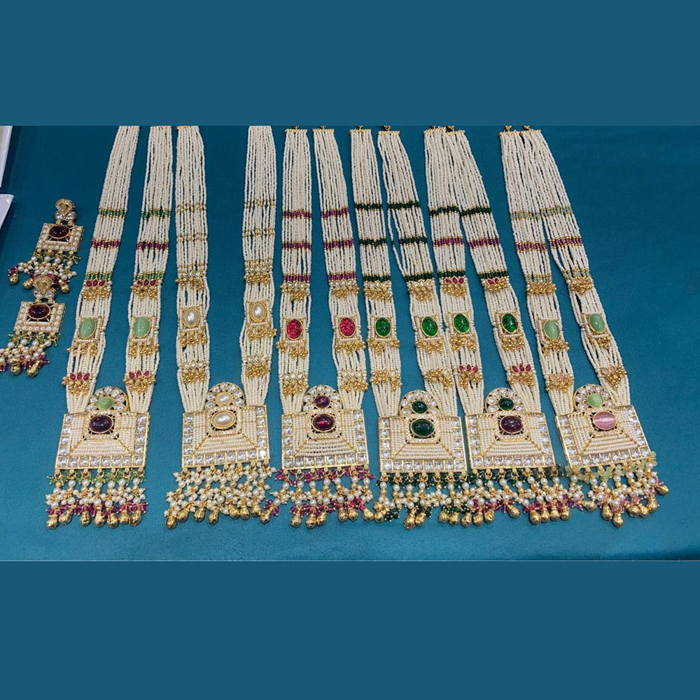 Manisha Jewellery Luxury Pota Stone And Pearl  Designer Long Necklace Set