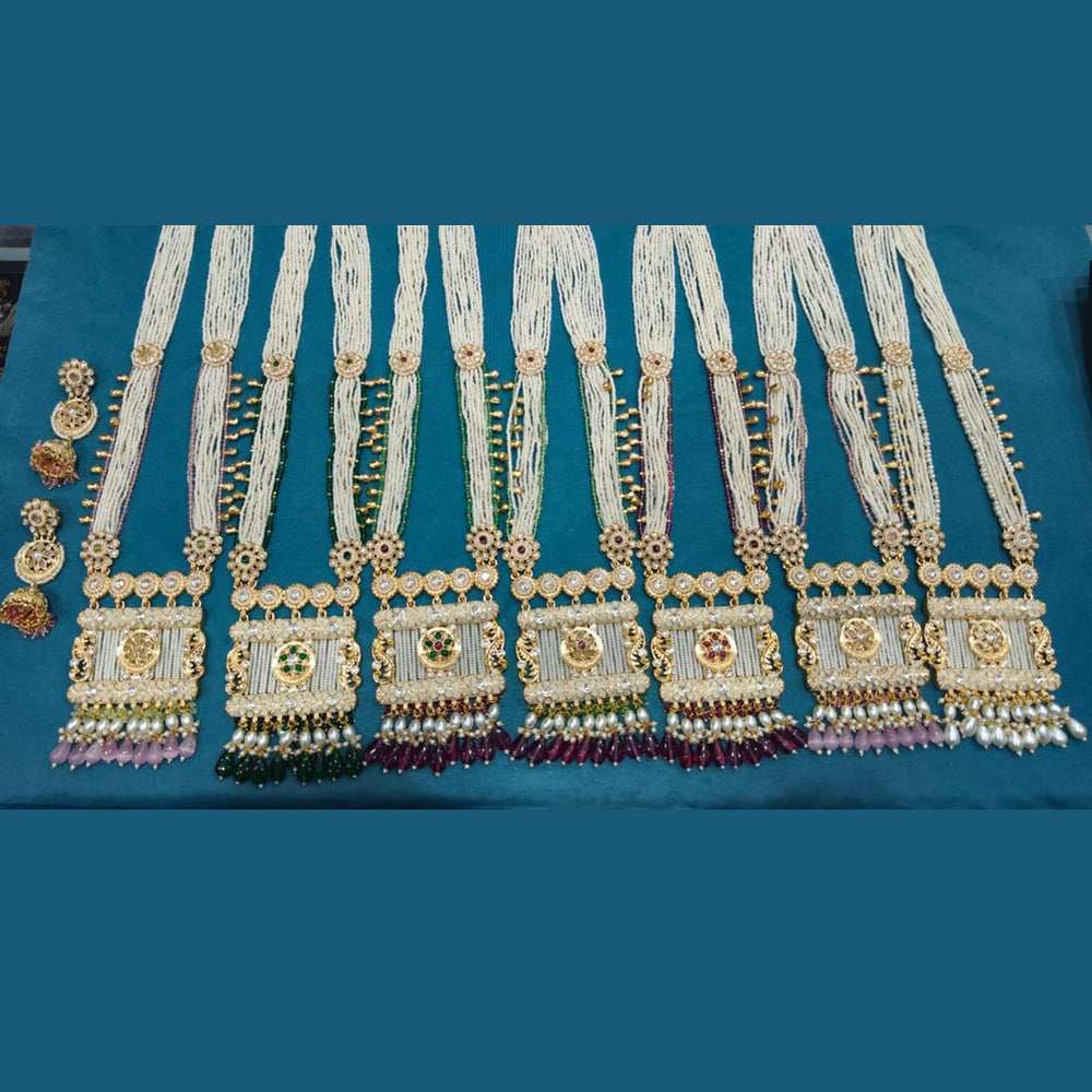 Manisha Jewellery Royal Pota Stone And Pearl  Designer Long Necklace Set