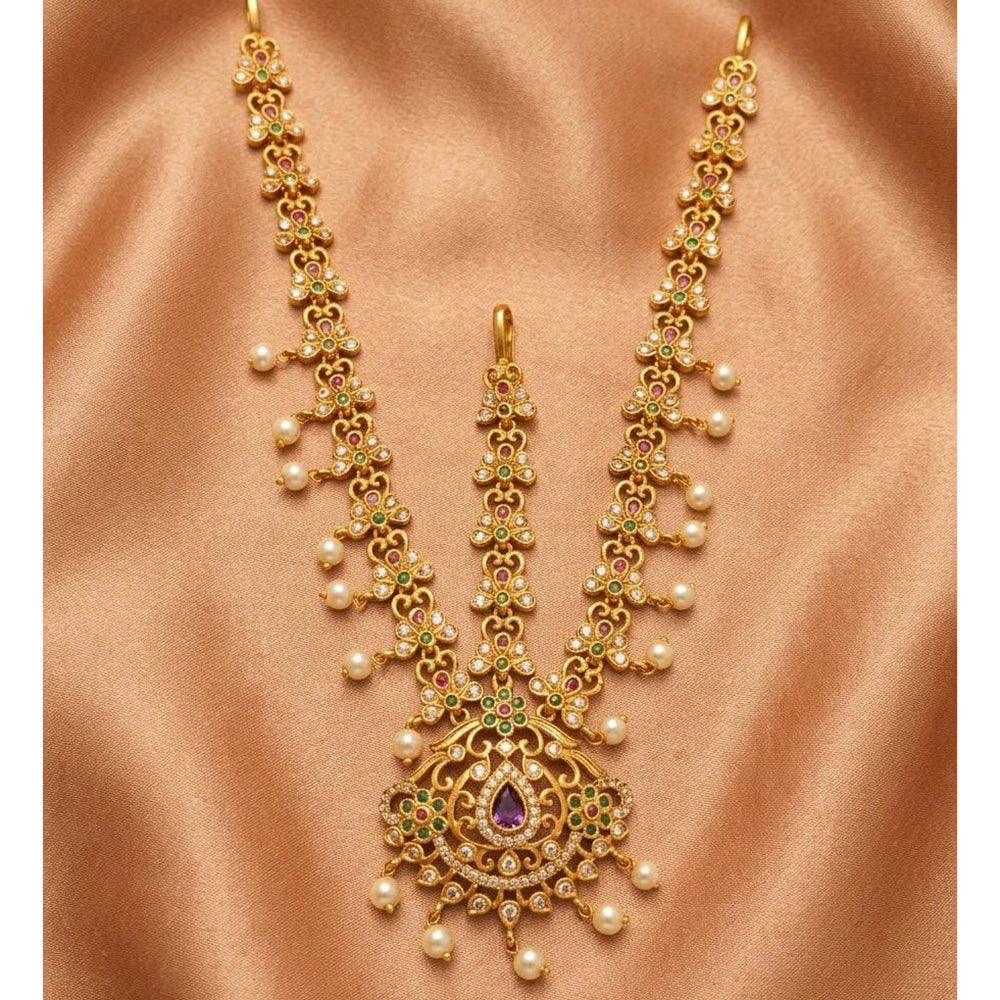 Manisha Jewellery Premium Pota Stone And Pearl Damini Maangtikka
