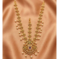 Manisha Jewellery Premium Pota Stone And Pearl Damini Maangtikka
