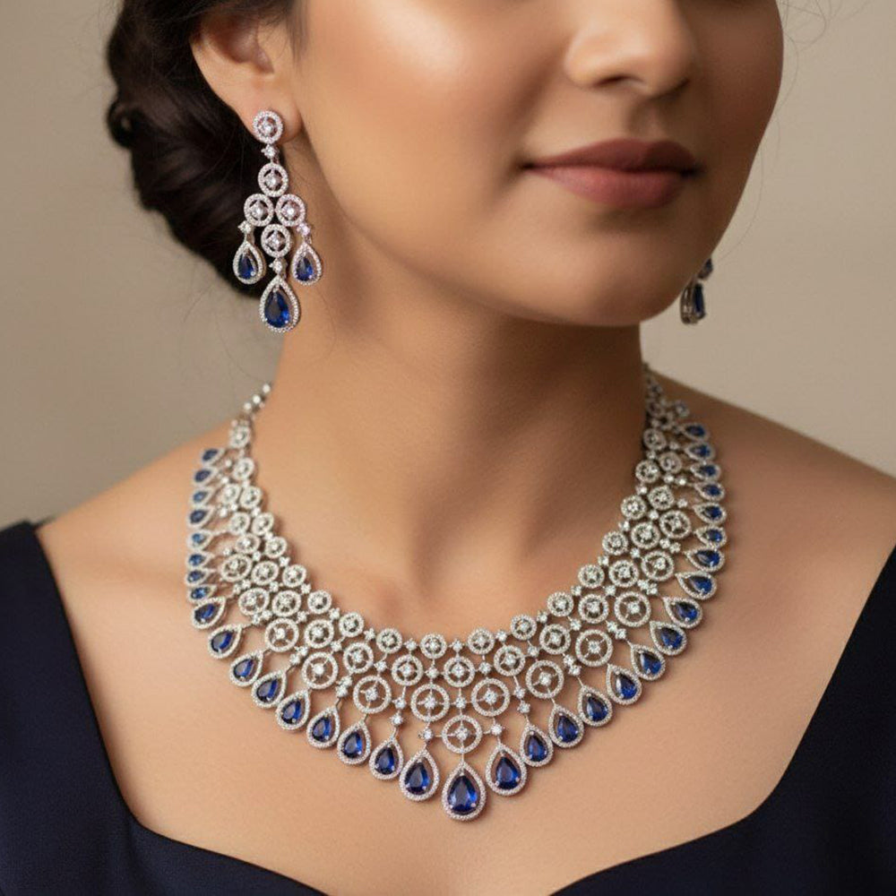Manisha Jewellery Royal Look American Daimond Necklace Set