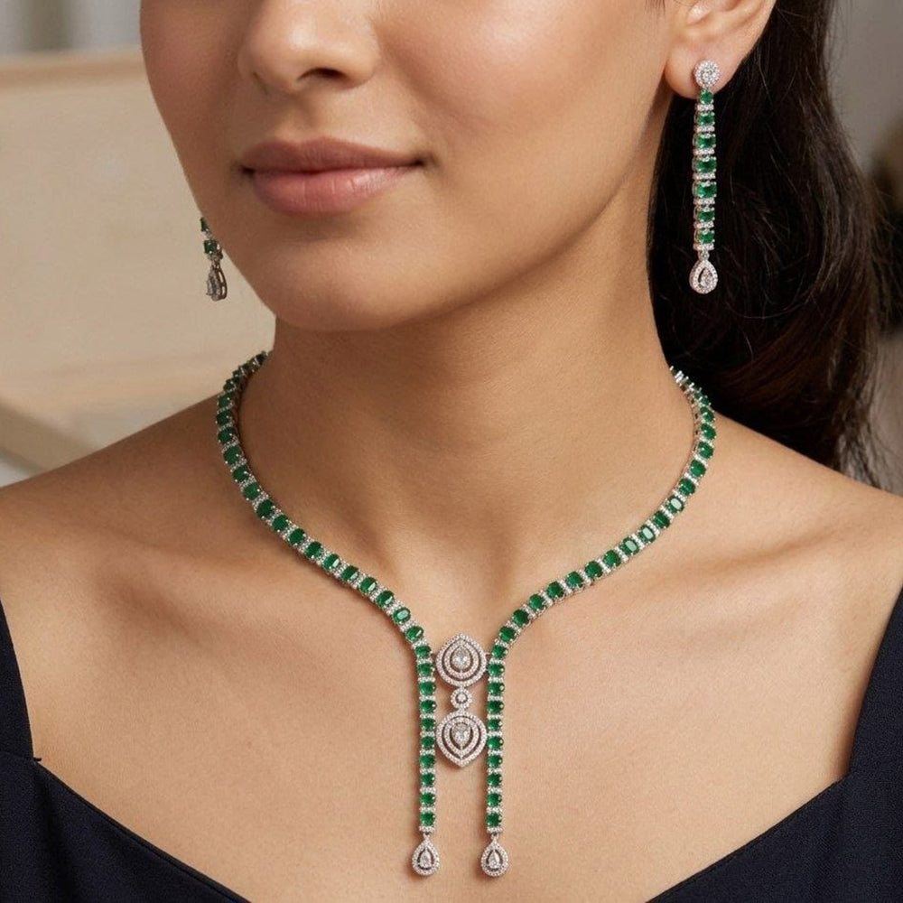 Manisha Jewellery Royal Look American Daimond Necklace Set