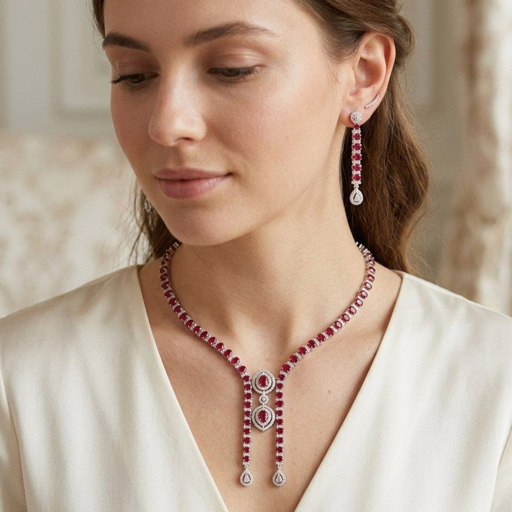 Manisha Jewellery Royal Look American Daimond Necklace Set