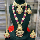 Manisha Jewellery Luxury Pota Stone And Pearl Meenakari Double Necklace Set