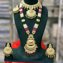 Manisha Jewellery Luxury Pota Stone And Pearl Meenakari Double Necklace Set