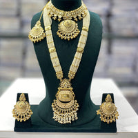 Manisha Jewellery Luxury Pota Stone And Pearl Meenakari Double Necklace Set
