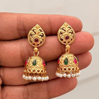 Manisha Jewellery Grand Pota Stone With Pearl Jhumki Earrings