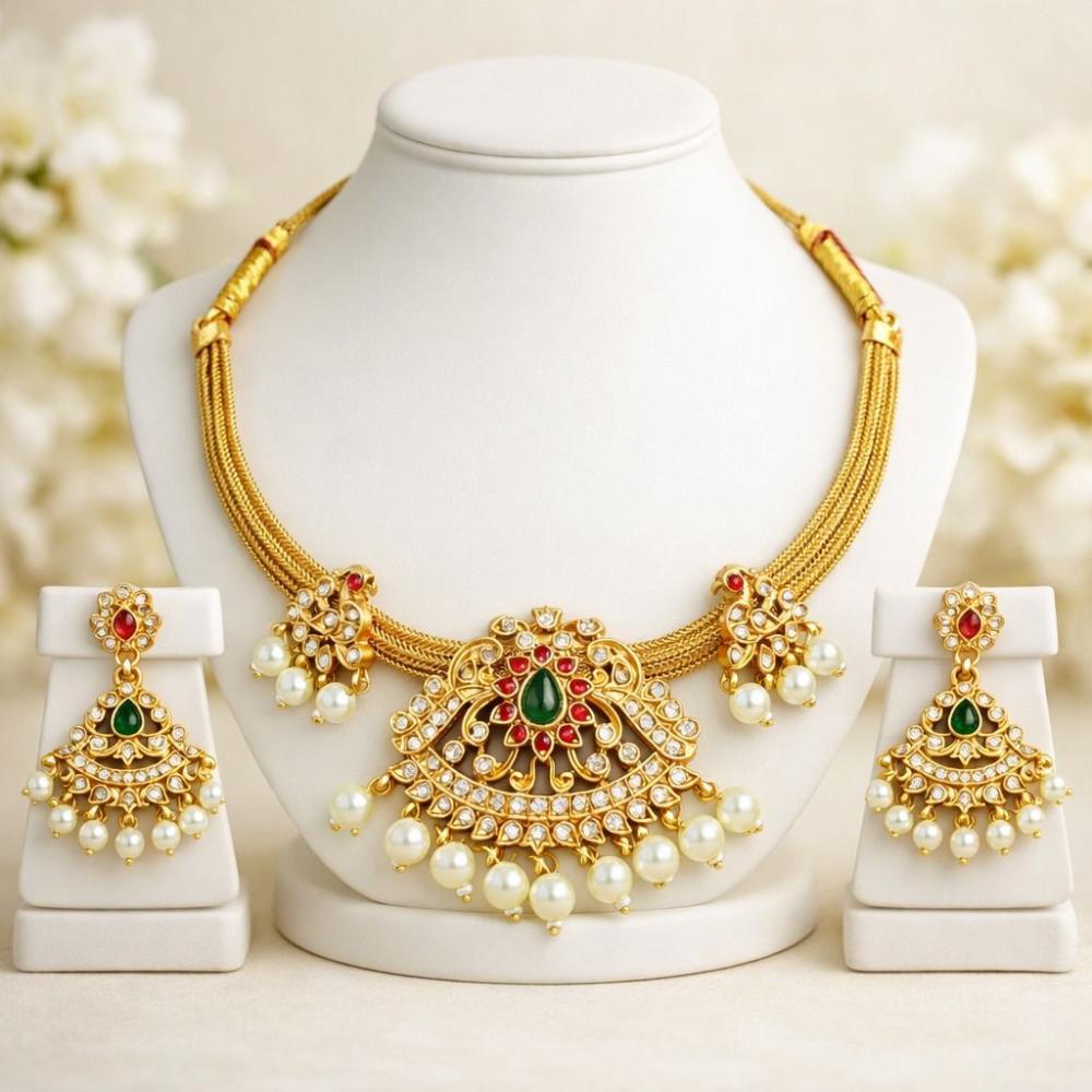 Manisha Jewellery Trendy Pota Stone And Beads Necklace Set