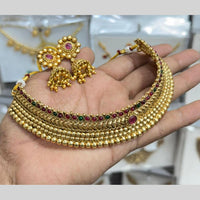 Manisha Jewellery Trendy Pota Stone And Pearl Choker Necklace Set