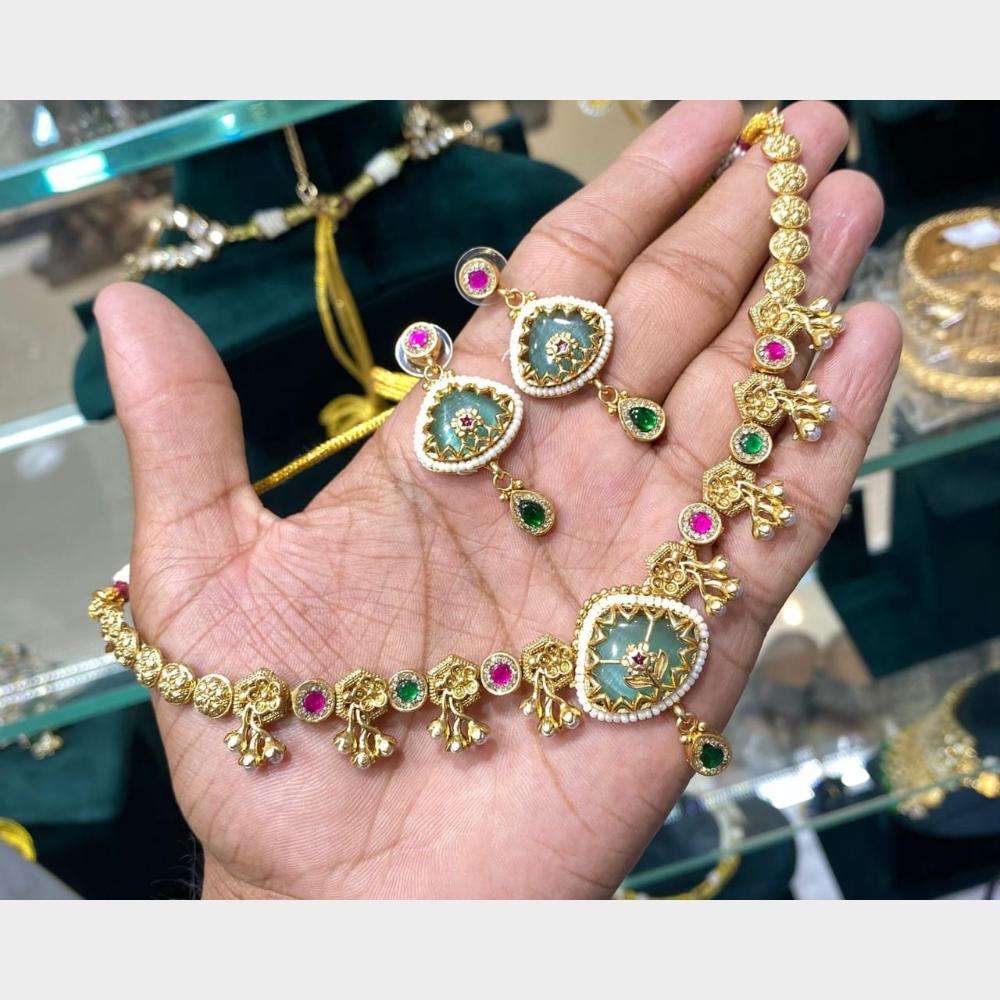 Manisha Jewellery Trendy Pota Stone And Beads Necklace Set