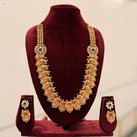 Manisha Jewellery Trendy Pota Stone And Pearl Temple Long Necklace Set