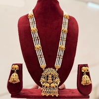 Manisha Jewellery Trendy Pota Stone And Pearl Temple Long Necklace Set