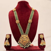 Manisha Jewellery Trendy Pota Stone And Pearl Temple Long Necklace Set