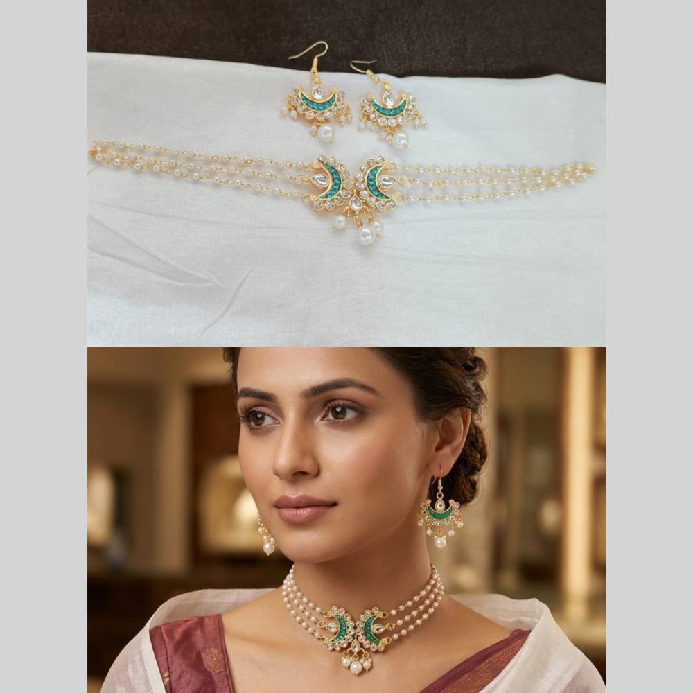 Manisha Jewellery Trendy Kundan Stone And Pearl Choker Necklace Set