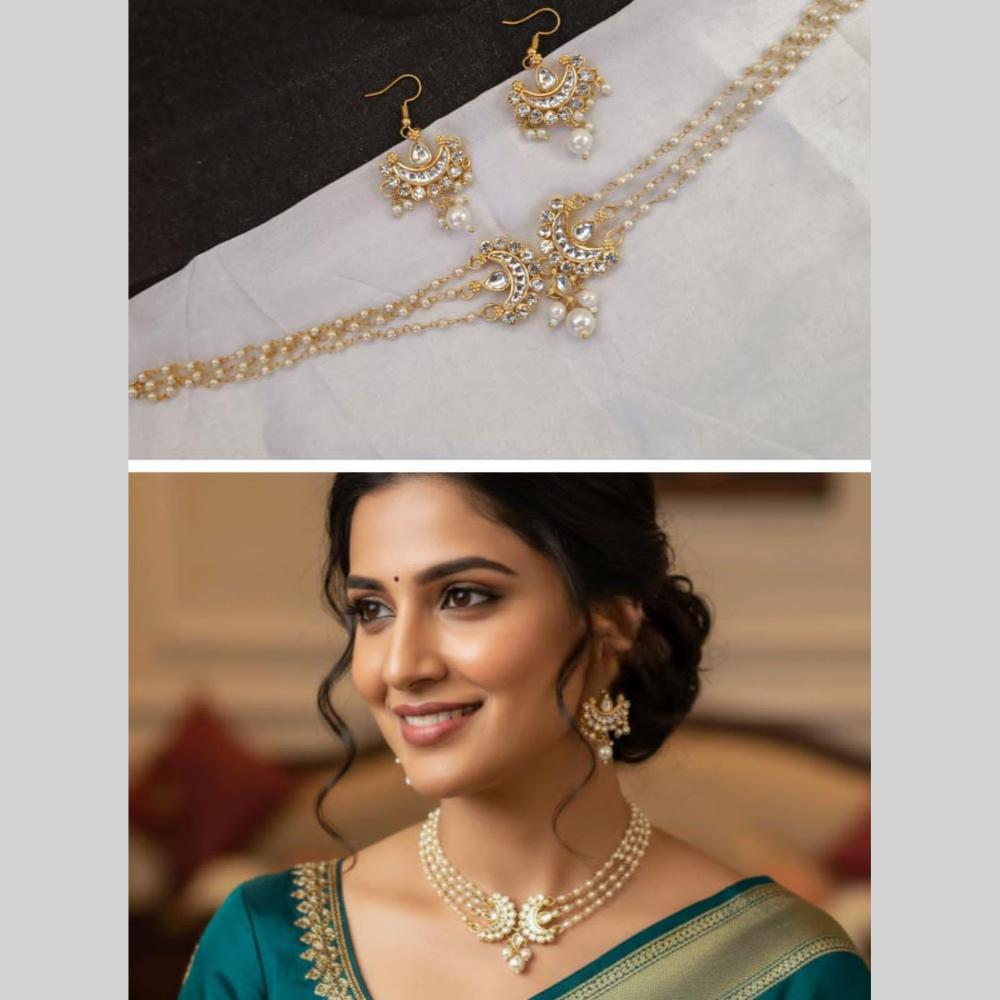 Manisha Jewellery Trendy Kundan Stone And Pearl Choker Necklace Set