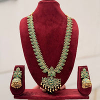 Manisha Jewellery Premium Pota Stone And Pearl Long Necklace Set