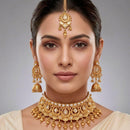 Manisha Jewellery Premium Pota Stone And Pearl Choker Necklace Set