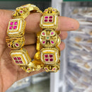 Manisha Jewellery Gold Plated Pota Stone And Pearl Openable Bangles Set