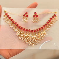 Manisha Jewellery  Royal Pota Stone And Pearl Necklace Set