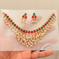 Manisha Jewellery  Royal Pota Stone And Pearl Necklace Set
