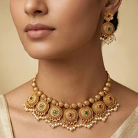 Manisha Jewellery  Royal Pota Stone And Pearl Necklace Set