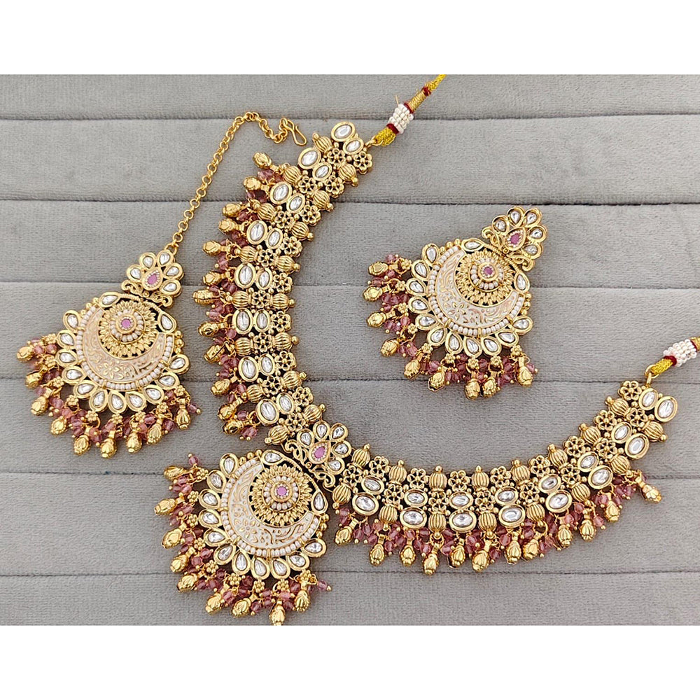 Manisha Jewellery Royal Pota Stone And Pearl Meenakari Necklace Set
