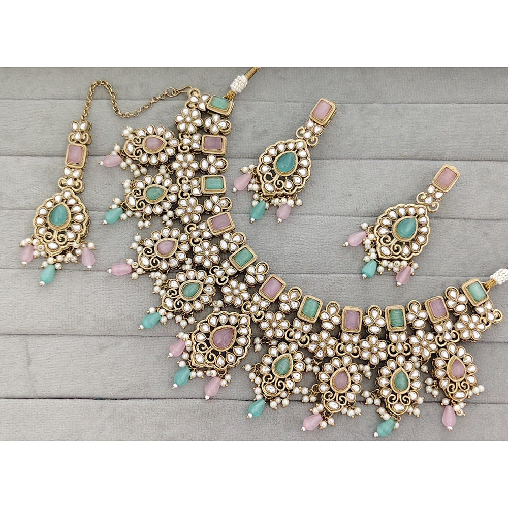 Manisha Jewellery  Royal Pota Stone And Pearl Necklace Set