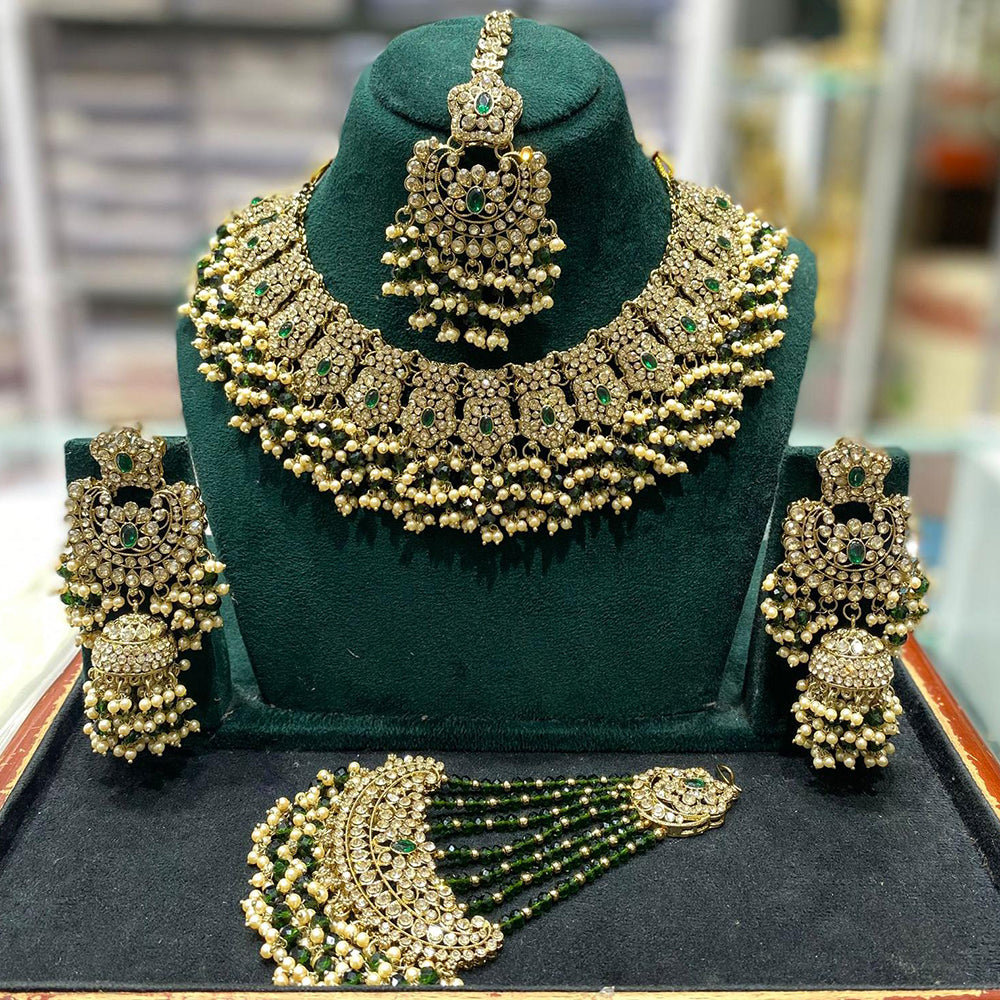 Manisha Jewellery Sparkling Crystal Necklace And Pearl Necklace Set