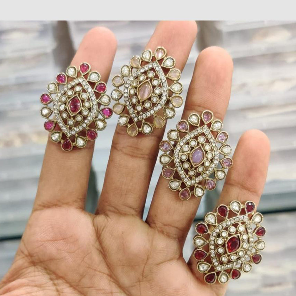 Manisha Jewellery Pota Stone And Austrian Stone Statement Ring for Women