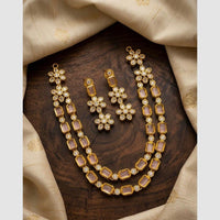 Manisha Jewellery Gold Plated Crystal Stone Double Necklace Set