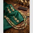 Manisha Jewellery Gold Plated Crystal Stone Double Necklace Set