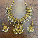 Manisha Jewellery Elegant Pota Stone And Pearl Temple Necklace Set